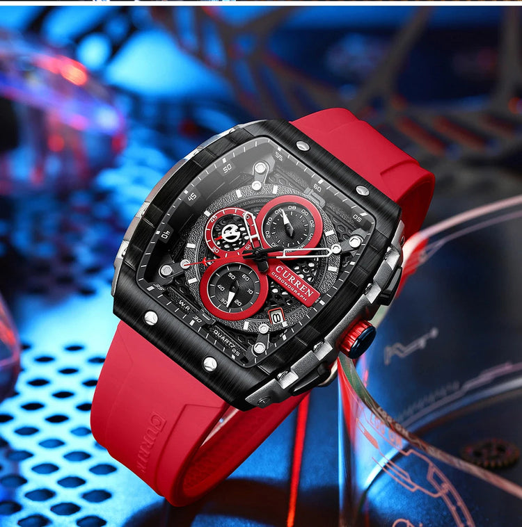 CURREN Orologio da uomo alla moda, marchio unico, design quadrato, lusso, nastro sportivo al quarzo, orologi da uomo impermeabili platinumshop