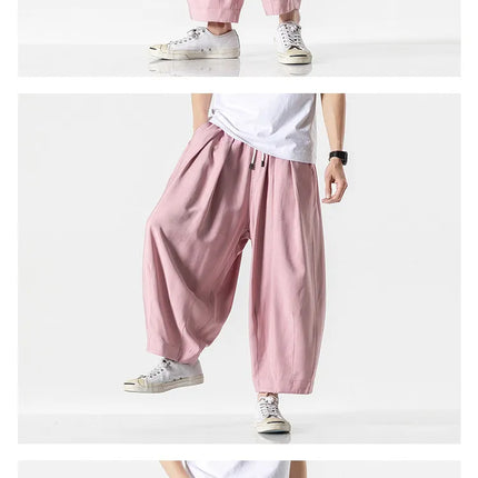 Pantaloni a Gamba Larga da Uomo Oversize Comodi Stile Harajuku Jogger Casual Moda Larga Elastico in Vita Streetwear