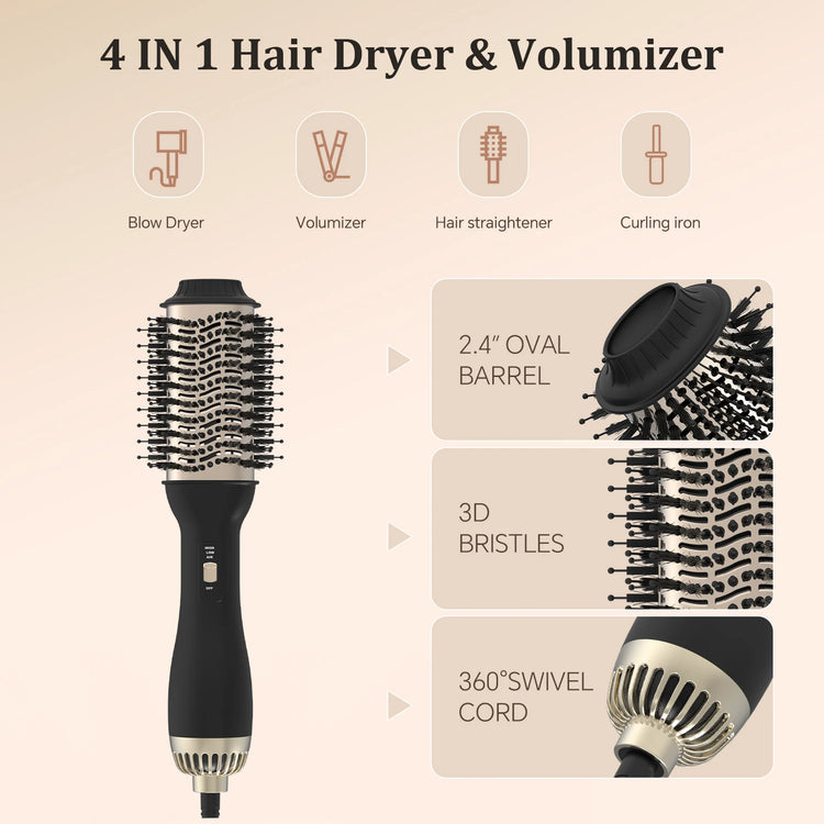 Hair Dryer Brush Blow Dry Brush 60mm - One-Step Hot Air Styler and Hairdryer Fast Drying & Styling for Frizz-Free, Voluminous Blowouts, Anti-Frizz & Volume Boost for Smooth Bouncy Hair