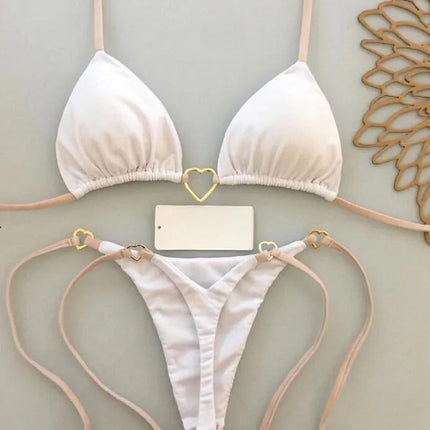 Costume da bagno bikini sexy da donna a tinta unita, due pezzi, rosso platinumshop