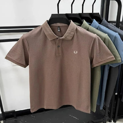 High-quality men's polo shirt, heavy cotton, summer, new, classic, branded, embroidered, comfortable, breathable, fashionable, short sleeve