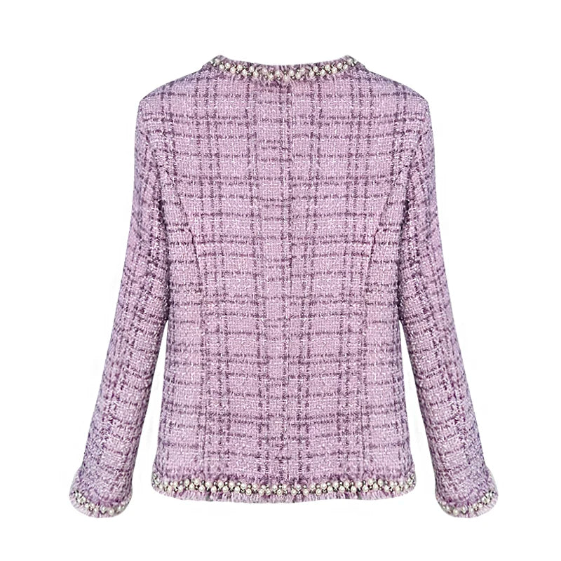 2025 new fashion round neck noble heavy industry beading celebrity light luxury temperament high-end design tweed jacket