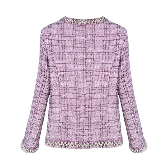 2025 new fashion round neck noble heavy industry beading celebrity light luxury temperament high-end design tweed jacket