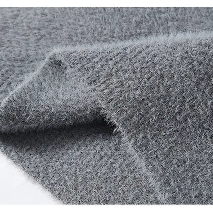 Thickened Winter Semi High Neck Knitted Sweater with Anti Pilling Splicing Men's Casual Long Sleeved Bottom Printed Pullover