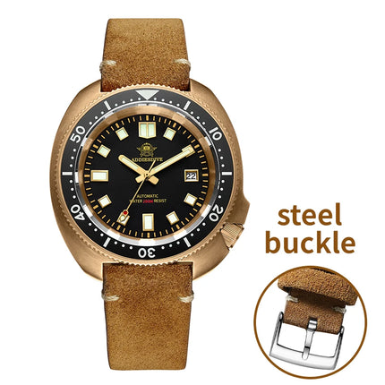 ADDIESDIVE CUSN8 Bronze Watch Men Automatic Wristwatch Calendar Sapphire Glass Luminous 20Bar Waterproof Diving Mechanical Watch