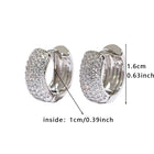 Luxury Full Zircon Multi-Row Sparkling Silver Color Hoop Earrings for Men Women Fashion Jewelry New Arrival PlatiNum