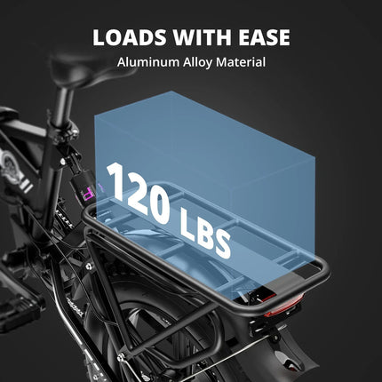 Bicicletta Elettrica Pieghevole E20 con Pneumatici Spessi 20 Pollici * 4.0, Motore 1000W, Batteria 48V 17.5AH, per Campeggio, Città e Tutti i Terreni
