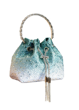 Handle Rhinestones Evening clutch Bag Purses and handbag luxury Designer shoulder bag Shiny Crystal Clutch purse bucket bag PlatiNum