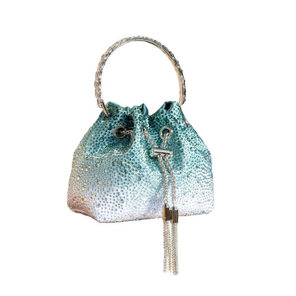 Handle Rhinestones Evening clutch Bag Purses and handbag luxury Designer shoulder bag Shiny Crystal Clutch purse bucket bag PlatiNum