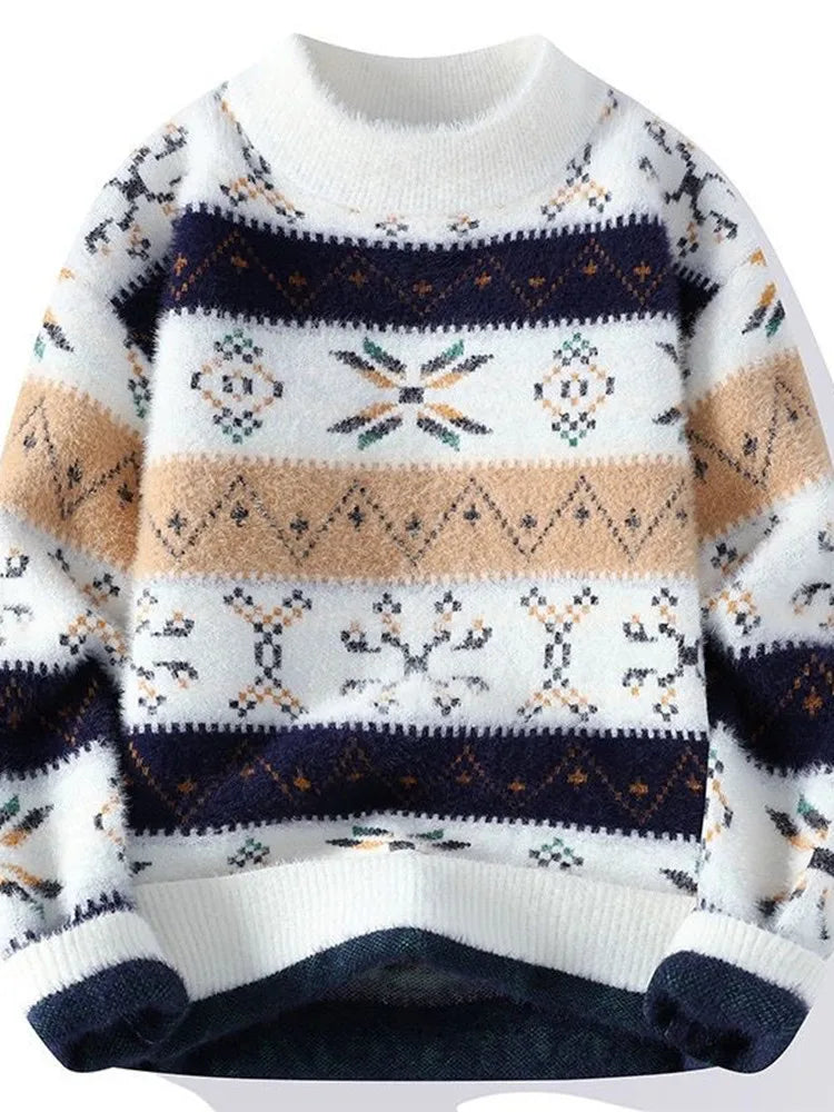 High Quality Sweater New Fashion Trend Printed Thickened Warm Knitted Sweater Autumn/winter Men's Casual Loose Sports top