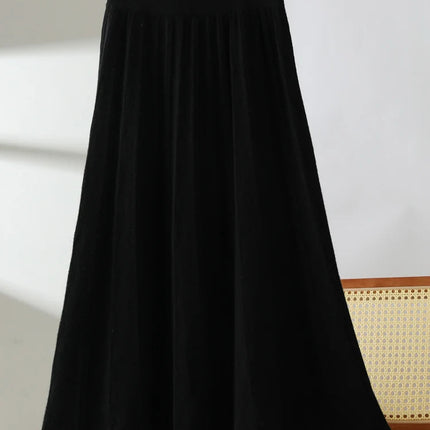TLOML New Women's 100% Merino Wool Knitwear Wool Skirt Autumn Winter Long Pleated Skirt Grace Soft Warm Comfy Chic Dress Skirt PlatiNum