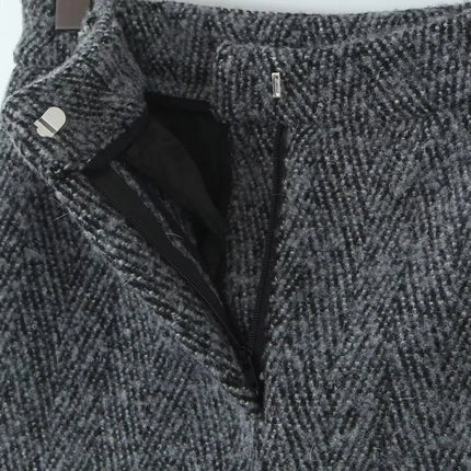YENKYE 2025 Women High Waist A-line Mini Woolen Skirt Office Autumn Winter Elegant Skirts PlatiNum