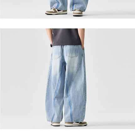 Pantaloni in denim Hip Hop da uomo High Street Autunno Pantaloni a gamba larga Uomo Casual Harajuku Jeans dritti Uomo Pantaloni cargo oversize larghi