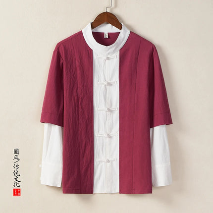 Camicie da uomo tradizionali Camicie da uomo in cotone e lino retrò stile cinese Camicette casual da uomo Kung Fu Tai Chi Tang da meditazione Zen