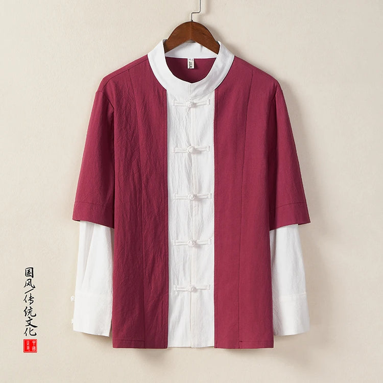Camicie da uomo tradizionali Camicie da uomo in cotone e lino retrò stile cinese Camicette casual da uomo Kung Fu Tai Chi Tang da meditazione Zen