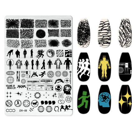 Flowers Love Nail Stamping Newspaper Splice Theme Irregular Stamping Plates Letter Nail Art Printing Stencil Tool Big Size Tools