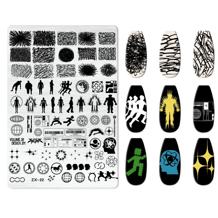 Flowers Love Nail Stamping Newspaper Splice Theme Irregular Stamping Plates Letter Nail Art Printing Stencil Tool Big Size Tools