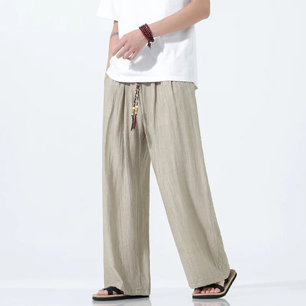 Pantaloni da Uomo a Gamba Dritta Estivi in Seta Ghiacciata, Pantaloni a Gamba Larga Freschi, Nuovi Arrivi di Tendenza, Traspiranti, Stile Cinese, Casual