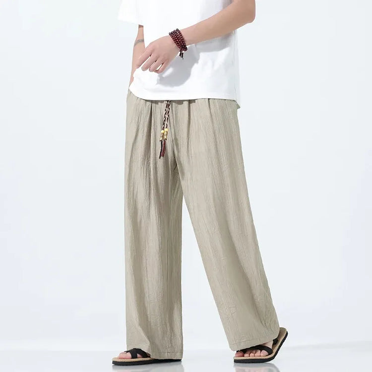 Pantaloni da Uomo a Gamba Dritta Estivi in Seta Ghiacciata, Pantaloni a Gamba Larga Freschi, Nuovi Arrivi di Tendenza, Traspiranti, Stile Cinese, Casual