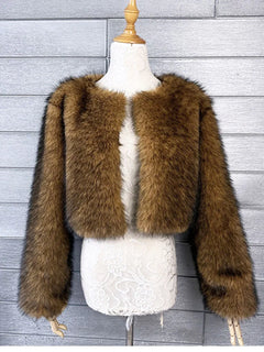 ZADORIN Winter Cropped White Black Faux Fur Coat Woman Clothes Long Sleeve Short Fluffy Jacket Fox Fur Faux Coat Woman Fur Top