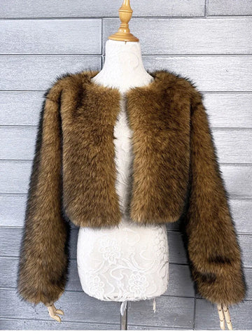 ZADORIN Winter Cropped White Black Faux Fur Coat Woman Clothes Long Sleeve Short Fluffy Jacket Fox Fur Faux Coat Woman Fur Top