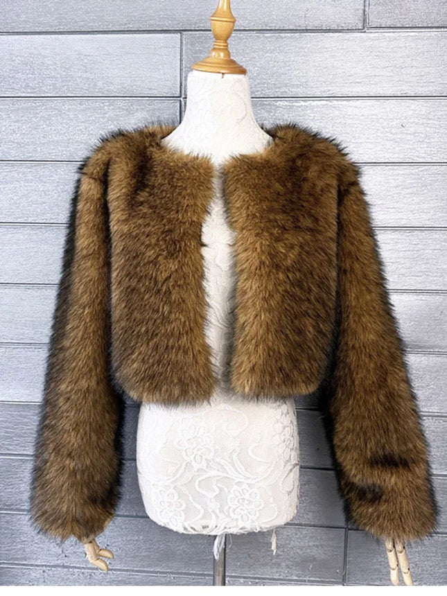 ZADORIN Winter Cropped White Black Faux Fur Coat Woman Clothes Long Sleeve Short Fluffy Jacket Fox Fur Faux Coat Woman Fur Top