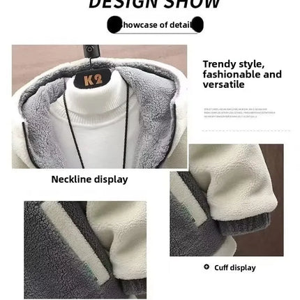 2025 Men's Lamb Wool Jacket Autumn Winter Loose Padded Thickened Jacket Plus Size 6XL 110kg Also Wearable Clothes Cardigan