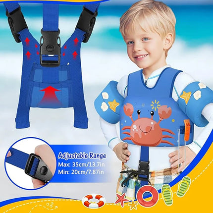 Kids Swim Vest for Toddlers Floaties for Swimming Armbands 15-70 lbs Cartoon Swim Water Wings with Crotch Strap Child Pool Floats Vest