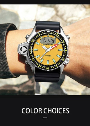 SANDA Sport orologio digitale al quarzo da uomo orologi subacquei creativi orologio da uomo con allarme impermeabile orologio con doppio Display Relogio Masculino platinumshop