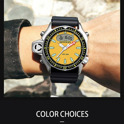 SANDA Sport orologio digitale al quarzo da uomo orologi subacquei creativi orologio da uomo con allarme impermeabile orologio con doppio Display Relogio Masculino platinumshop