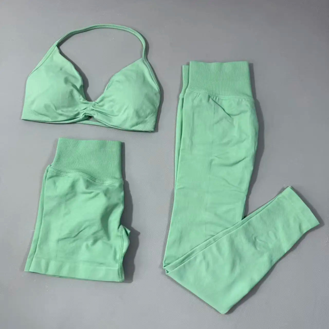 Yoga fitness set 3pcs Impact Gym Set Women Bras and Yoga Set High Waist Scrunch Seamless Shorts Fitness Clothes Activewear Work