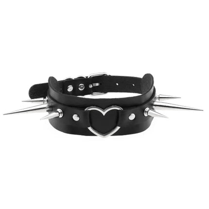 1Pc Harajuku Cuore Sexy Rivetti Cuoio DELL'UNITÀ di elaborazione Nero Goth Punk Girocollo Per Y2K Ragazze FAI DA TE Goth Star Pentagramma Collane Grosse Gioielli PlatiNum