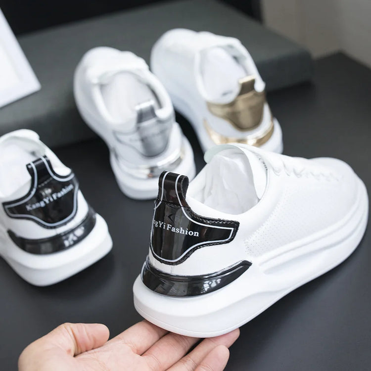 New autumn white shoes, men's sports shoes, couple's casual shoes, thick-soled sneakers, tennis shoes, women's running shoes