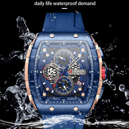 CURREN Orologio da uomo alla moda, marchio unico, design quadrato, lusso, nastro sportivo al quarzo, orologi da uomo impermeabili platinumshop