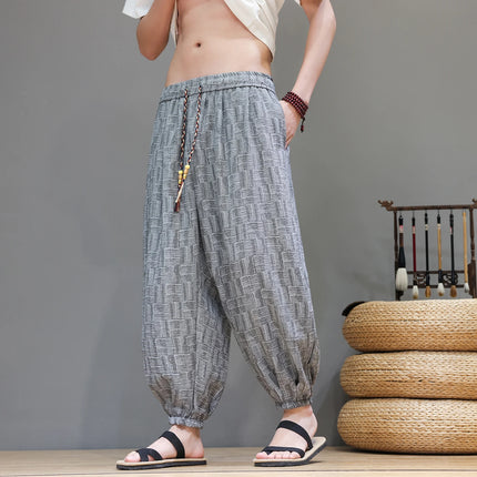 Pantaloni a Gamba Larga Stile Cinese in Corduroy, Pantaloni Lantern da Uomo, Comodi e Traspiranti per Autunno e Inverno, Jogger Casual