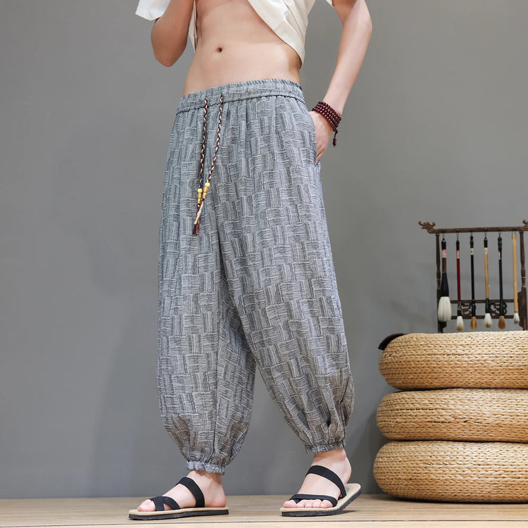 Pantaloni a Gamba Larga Stile Cinese in Corduroy, Pantaloni Lantern da Uomo, Comodi e Traspiranti per Autunno e Inverno, Jogger Casual