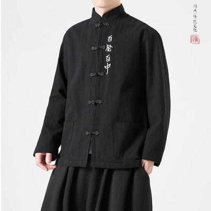 Herrenhemden Traditionelle chinesische Kleidung Baumwolle Herbst Frühling Freizeitoberbekleidung Männlich Baumwolle Leinen Übergröße Kungfu Jacken Herren