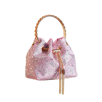 Handle Rhinestones Evening clutch Bag Purses and handbag luxury Designer shoulder bag Shiny Crystal Clutch purse bucket bag PlatiNum