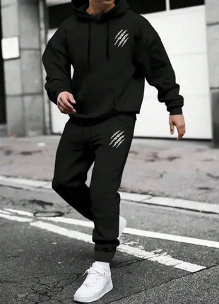 Men's sports suit, sports fashion print set, men's hoodie, women's suit, plush hoodie, solid color hoodie, casual wear PlatiNum