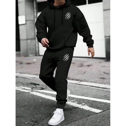 Men's sports suit, sports fashion print set, men's hoodie, women's suit, plush hoodie, solid color hoodie, casual wear PlatiNum