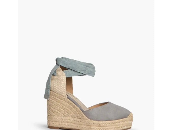 Corina brand esparto wedges espadrilles with blue natural jute wedge PlatiNum