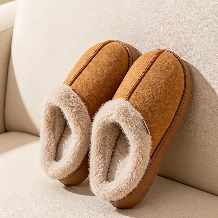 Men's Winter Plush Slippers, Thick Sole Closed-Toe, Warm Sherpa Lining, Non-Slip Indoor/Outdoor Home Shoes for Couples