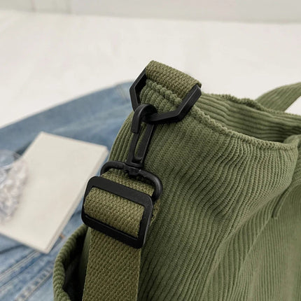 Women Corduroy Tote Bag Casual Multi Pocket Handbag Adjustable Strap Crossbody Sling Bag Zipper Shoulder Bag Fall Winter Bag PlatiNum