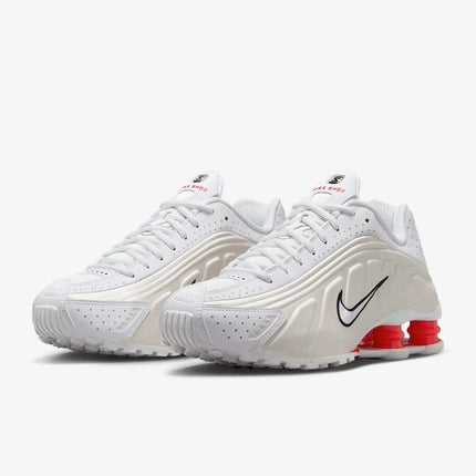 Nike Shox R4 Women's Running Shoes Low-Top Casual Comfort Breathable Wear-Resistant Support White Sail Crimson AR3565-103 PlatiNum