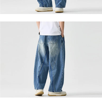 Pantaloni in denim Hip Hop da uomo High Street Autunno Pantaloni a gamba larga Uomo Casual Harajuku Jeans dritti Uomo Pantaloni cargo oversize larghi