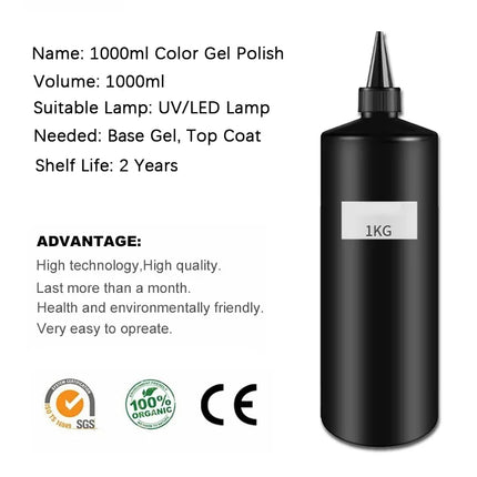 1000ML Super Shiny Top Coat Nail Art Gel Varnish Semi Permanent Soak Off No Wipe UV Gel Varnish Shining Clear Top Coat