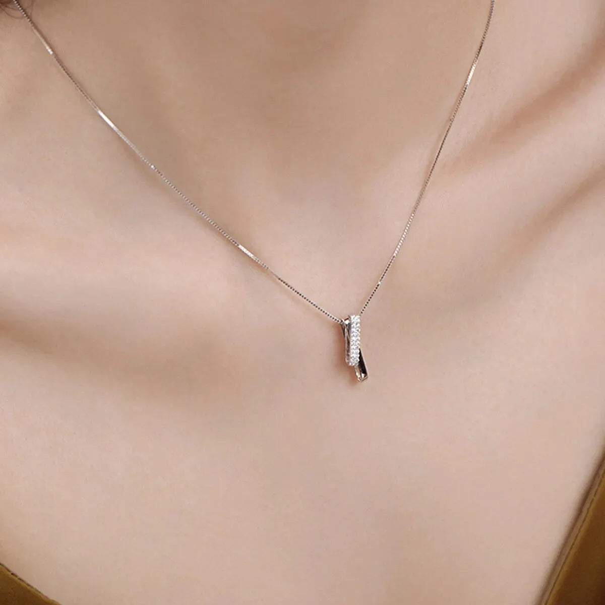 1 pz semplice personalità linee geometriche anello misterioso ad incastro matrimonio festa di compleanno proposta regalo collana catena clavicola