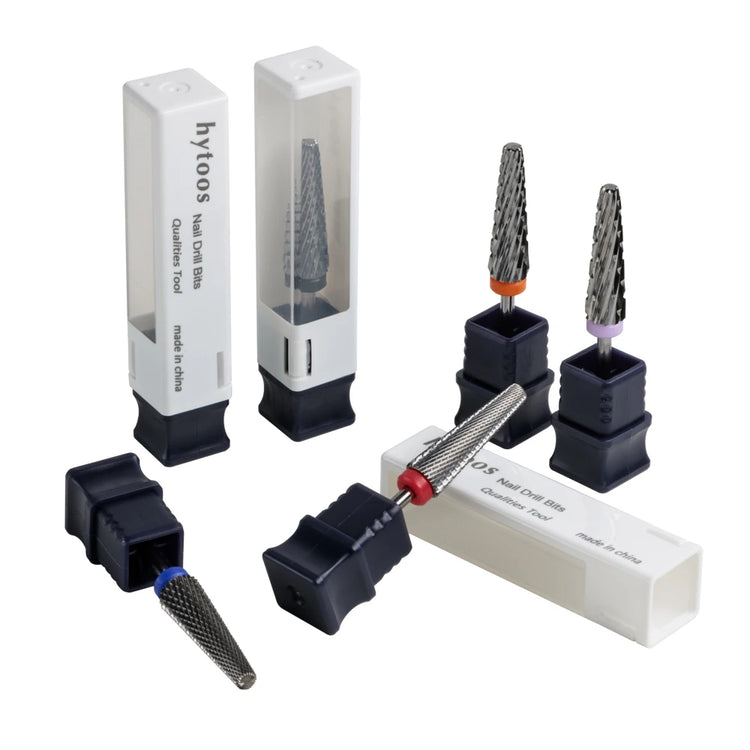 HYTOOS 24mm Super Long 5 in 1 Nail Drill Bits Two-Way Cross Manicure Carbide Burr Electric Grinding Accessories