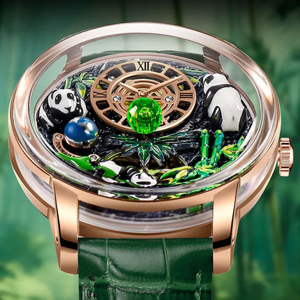 Pindu Luxury and stylish personalized waterproof panda dial fully automatic mechanical men's watch serpentine tourbillon watch