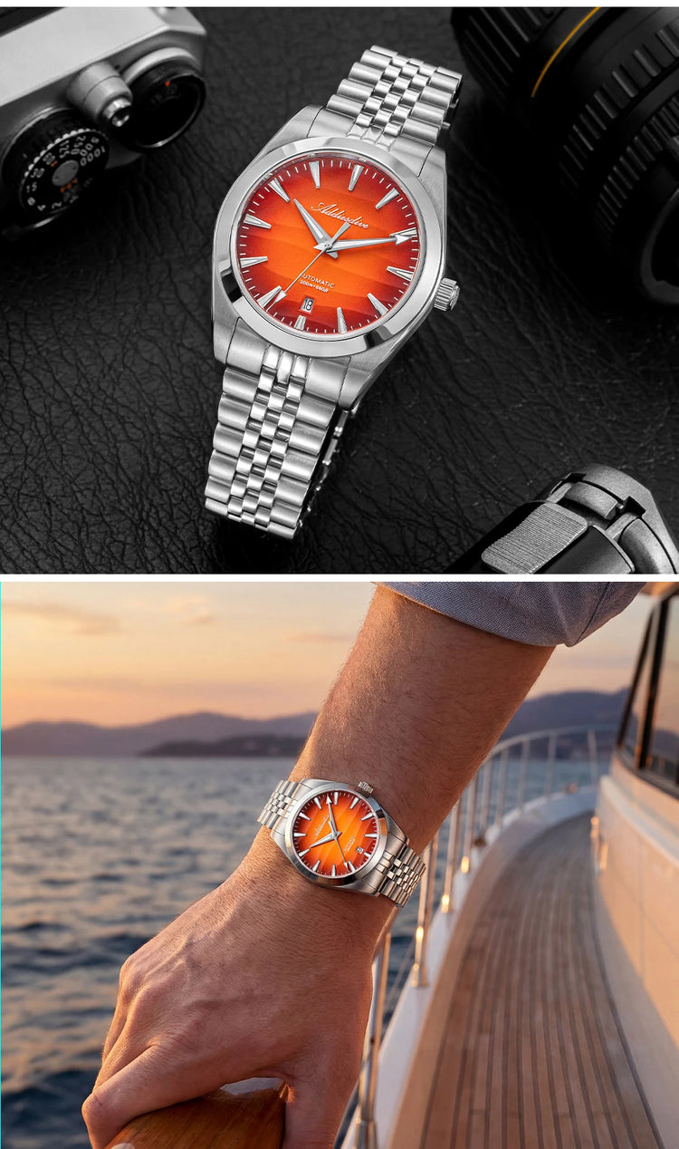 ADDIESDVIE Men Watch AD2540 Desert Dial 20Bar Waterproof 316L Stainless Steel BGW9 Luminous 8215 Mechanical Automatic Watches